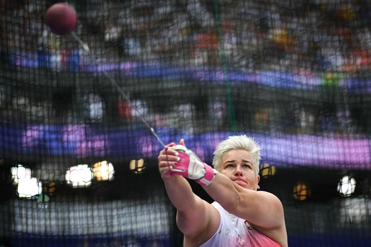 Poland's Anita Wlodarczyk competes in the women's hammer throw qualification on August 4. 