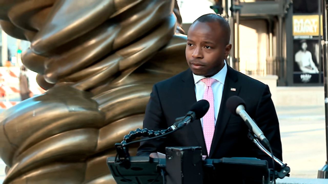 Miwaukee Mayor Cavalier Johnson speaks during a press conference on Thursday morning.