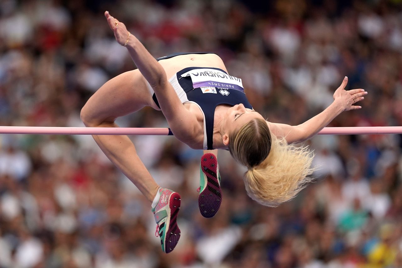 Elena Kulichenko of Cyprus competes in the women's high jump final on August 4. 