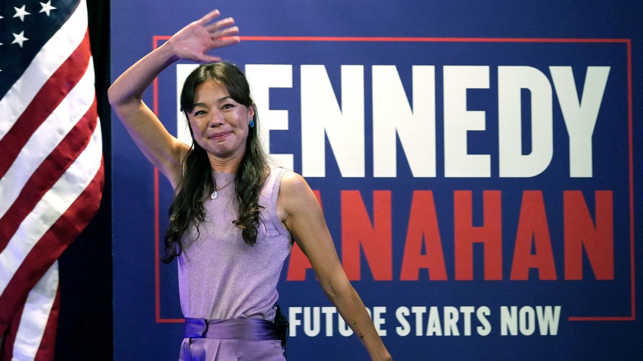 Nicole Shanahan, running mate of Independent presidential candidate Robert F. Kennedy Jr., arrives at a campaign stop, Monday, May 13, 2024, in Austin, Texas. (AP Photo/Eric Gay)