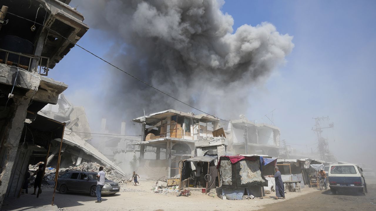 Smoke rises following Israeli bombardments in Khan Younis, Gaza Strip, Monday, July 22, 2024.