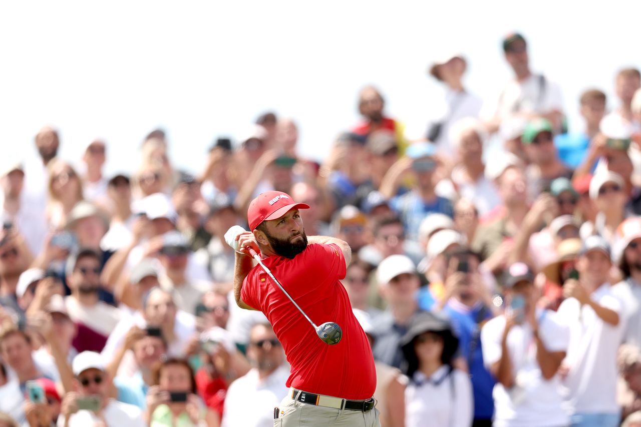 Spain’s Jon Rahm tees off on the seventh hole on August 4. 