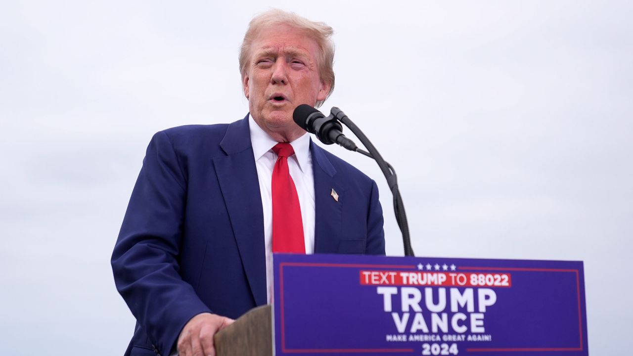 Former President Donald Trump speaks during a news conference held at Trump National Golf Club Los Angeles in Rancho Palos Verdes, California on Friday, September 13. 