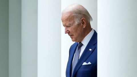 President Joe Biden arrives to speak in the Rose Garden of the White House on May 13, 2022.