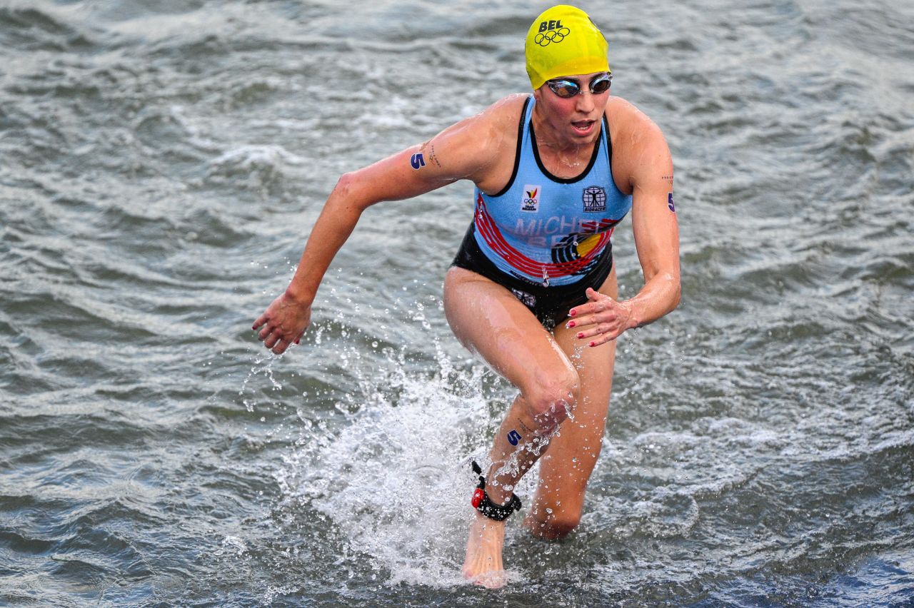 Belgian Claire Michel competes in the women's individual triathlon race on July 31. 