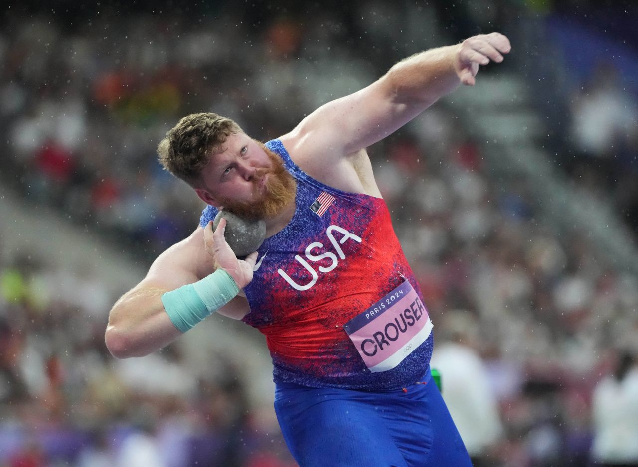 American Ryan Crouser competes in the men's shot put final Saturday. 