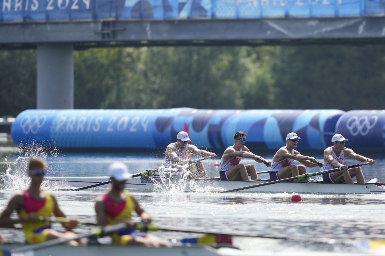 Michael Grady, Nick Mead, Liam Corrigan and Justin Best of the United States compete in the men's four final on Thursday.