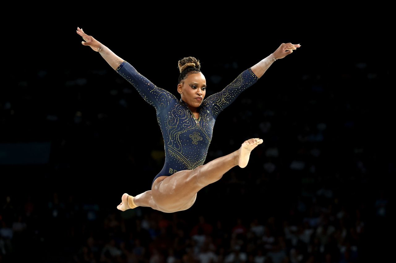 Rebeca Andrade competes on the balance beam on Tuesday.