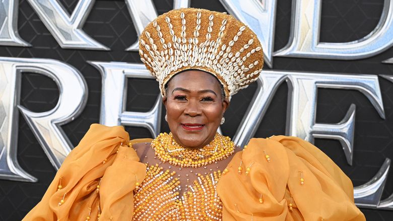 Connie Chiume at the world premiere of Marvel Studios Black Panther: Wakanda Forever held at the Dolby Theatre on October 26, 2022 in Los Angeles, California. (Photo by Gilbert Flores/Variety via Getty Images)