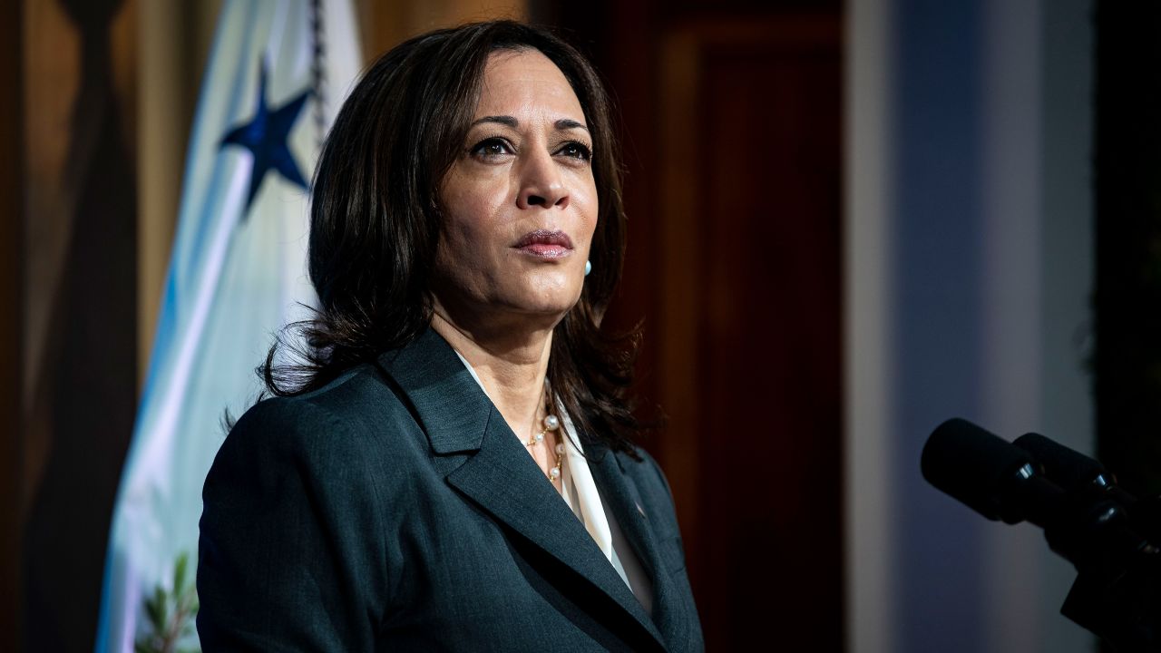 U.S. Vice President Kamala Harris speaks during a virtual Leaders Summit on Climate with 40 world leaders in the East Room of the White House April 22, 2021 in Washington, DC.