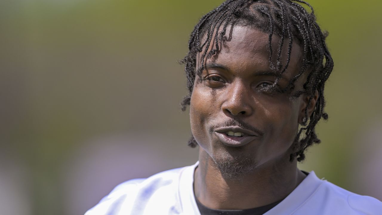 Minnesota Vikings cornerback Khyree Jackson (31) talks with the media during Minnesota Vikings Rookie Camp on May 10, 2024, at TCO Performance Center in Eagan, MN.