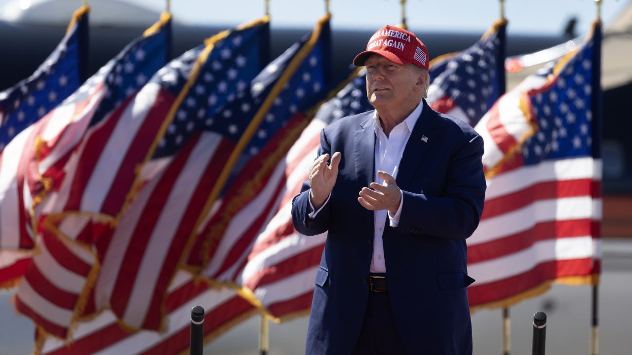 Republican presidential nominee former President Donald Trump arrives for a campaign event at the Central Wisconsin Airport on September 07, 2024 in Mosinee, Wisconsin.