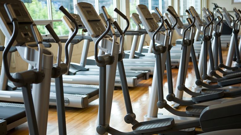 Treadmills in a row - stock photo