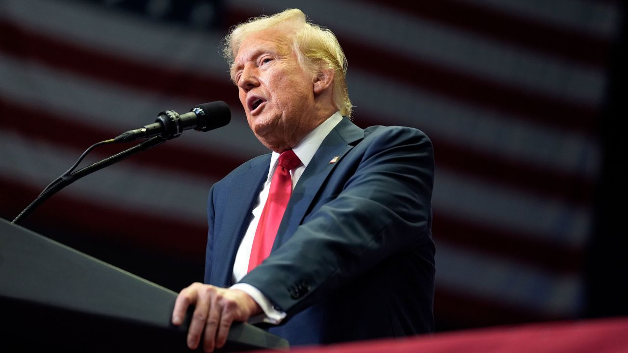 Former President Donald Trump speaks at a campaign rally in Grand Rapids, Michigan, on July 20, 2024.