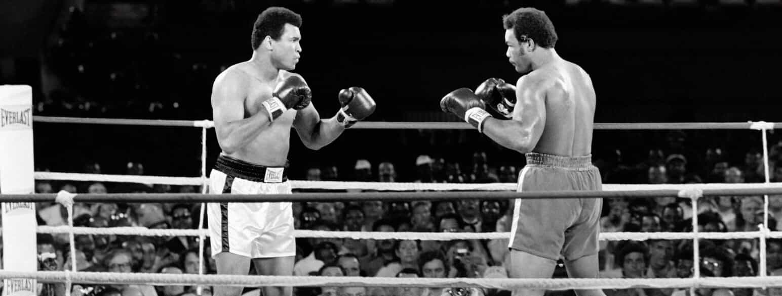 George Foreman (th.) i "The Rumble in the Jungle" den 30. oktober 1974