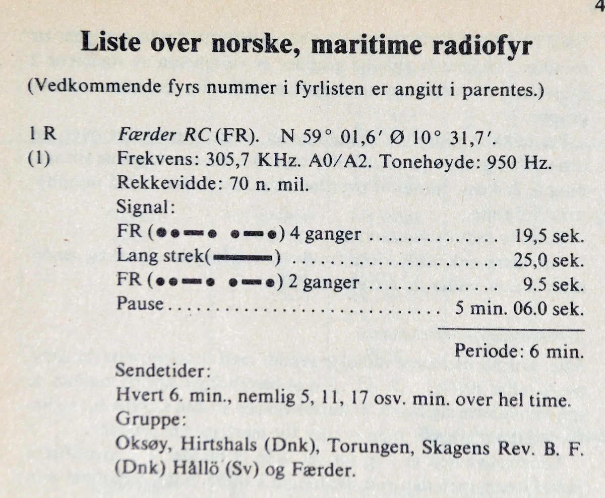 Informasjon fra Norsk fyrliste