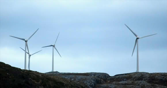 Vindturbiner på et fjell