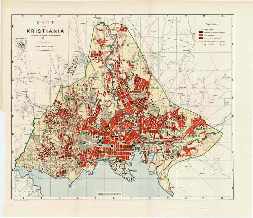 Kart over Kristiania, 1911