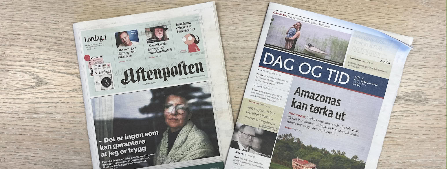 Aftenposten skriver på bokmål og DAG OG TID skriver på nynorsk