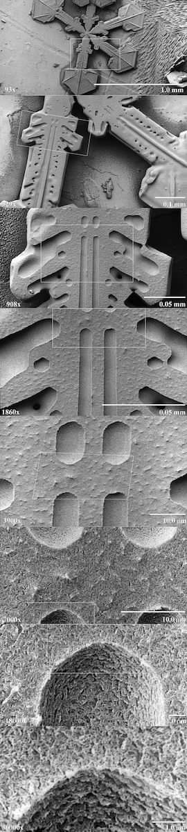 Snøkrystall i elektronmikroskop