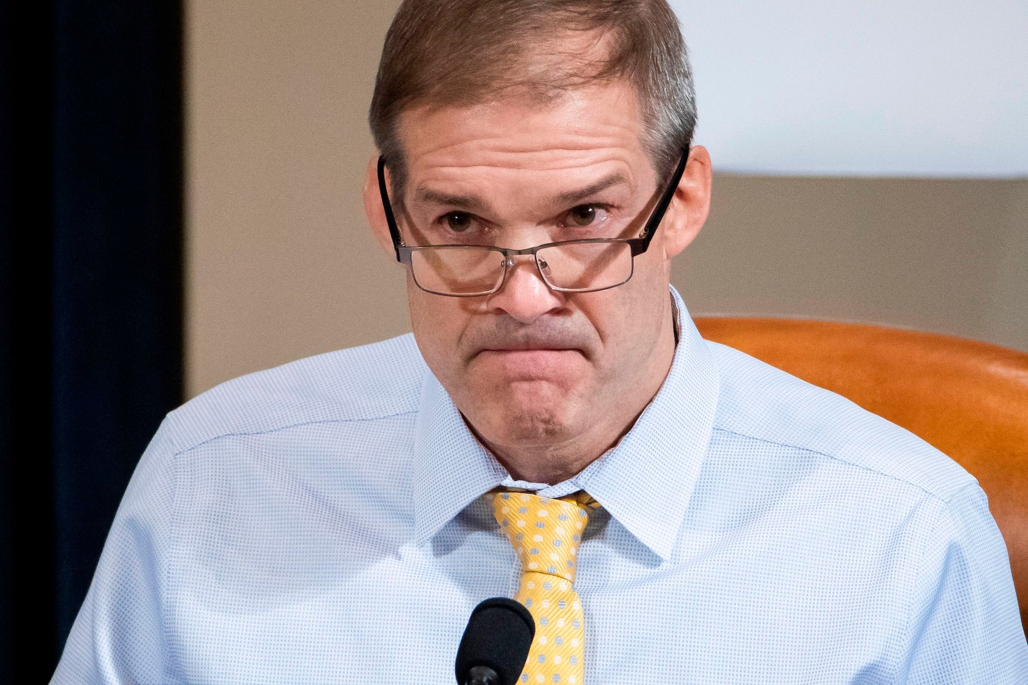 Representative Jim Jordan Republican of Ohio asks questions of witnesses US Ambassador to Ukraine William Taylor and...