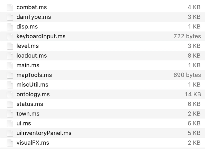Screen shot of 15 source files