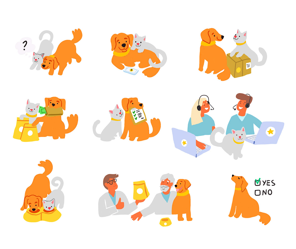 Startup vector ILLUSTRATION  doodle team work taty vovchek dog meeting corporate ИТ