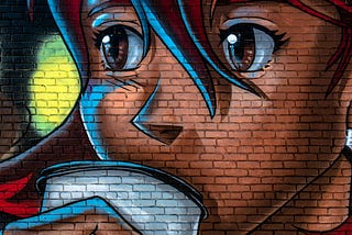 An anime graffiti on a wall.