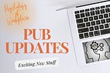 computer with the psychology of workplaces pub logo indicating new updates