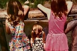 The back of three little girls’ heads.