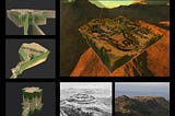 A 3D digital rendering of Ethiopian heritage sites, specifically the Lalibela Churches.