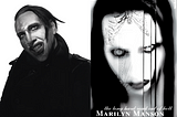 Marilyn Manson beside his autobiography The Long Hard Road Out of Hell.