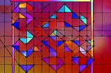 An abstract representation of matroids depicted through intricate geometric patterns. The image showcases vibrant colors forming interlocking shapes that convey mathematical elegance and symmetry. These patterns illustrate the complexity and balance found in matroid theory, reflecting a sense of depth and multidimensionality. The design emphasizes the connections and relationships inherent in matroid structures, creating a visually engaging exploration of mathematical beauty.