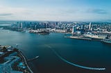 San Diego, California bay in front of the city with skyscrappers.