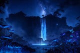 Waterfall in blue twilight