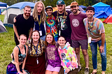 Photo of author and friends at the Philadelphia Folk Festival