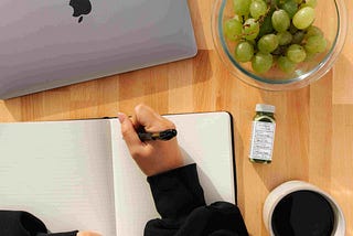 Desk with notebook