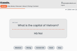 screenshot of a flash card in kaado