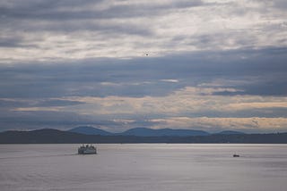 Puget Sound ferry Seattle to Bainbridge Island at dawn