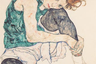 Egon Schiele, squatting woman