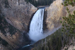 A waterfall in the mountains