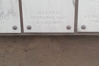 Author Gloria Lesher’s photo of her husband’s tombstone