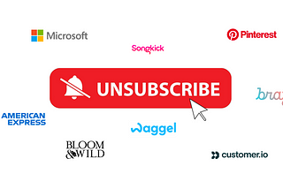 Big unsubscribe button with logos surrounding