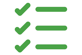 Green graphic of a task list with ticks to left of three horizontal lines