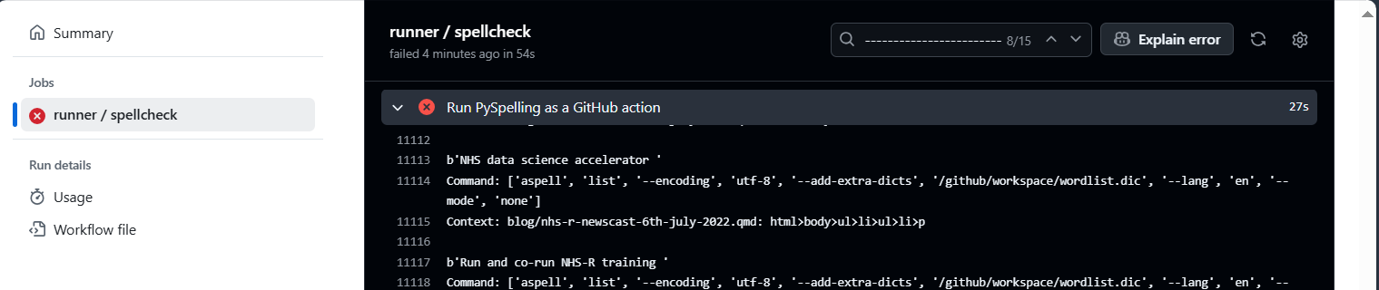 GitHub Action with search towards the right where I had searched multiple dashes