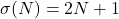 \sigma(N) = 2N + 1