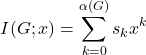 \[ I(G;x)=\sum_{k=0}^{\alpha(G)}s_k x^k \]