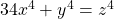 34x^{4}+y^{4}=z^{4}