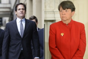 Dallas Mavericks owner Mark Cuban, Chair of the Securities and Exchange Comission Mary Jo White