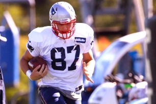 Rob Gronkowski works out at Patriots practice